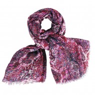 Maxi Foulard unisex mezcla modal y algodón,tamaño 90 x 180 cms,sin flecos, estampado tonos rosa